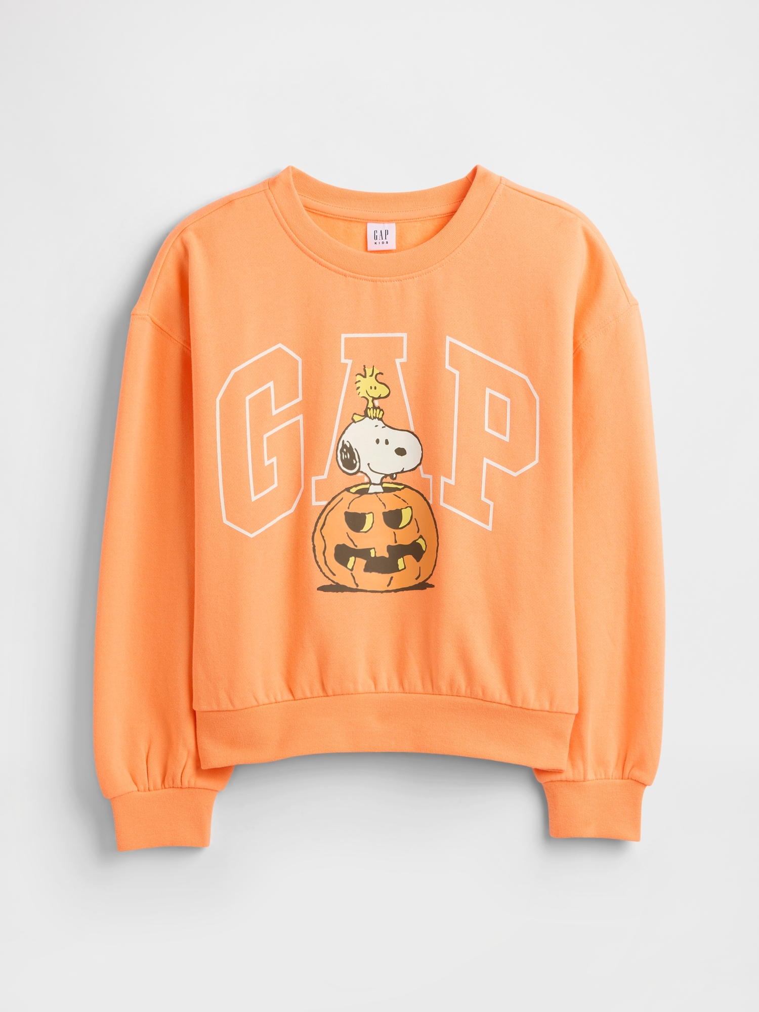 GapKids | Peanuts Oversized Wedge Logo Sweatshirt - Glow In The Dark Orange