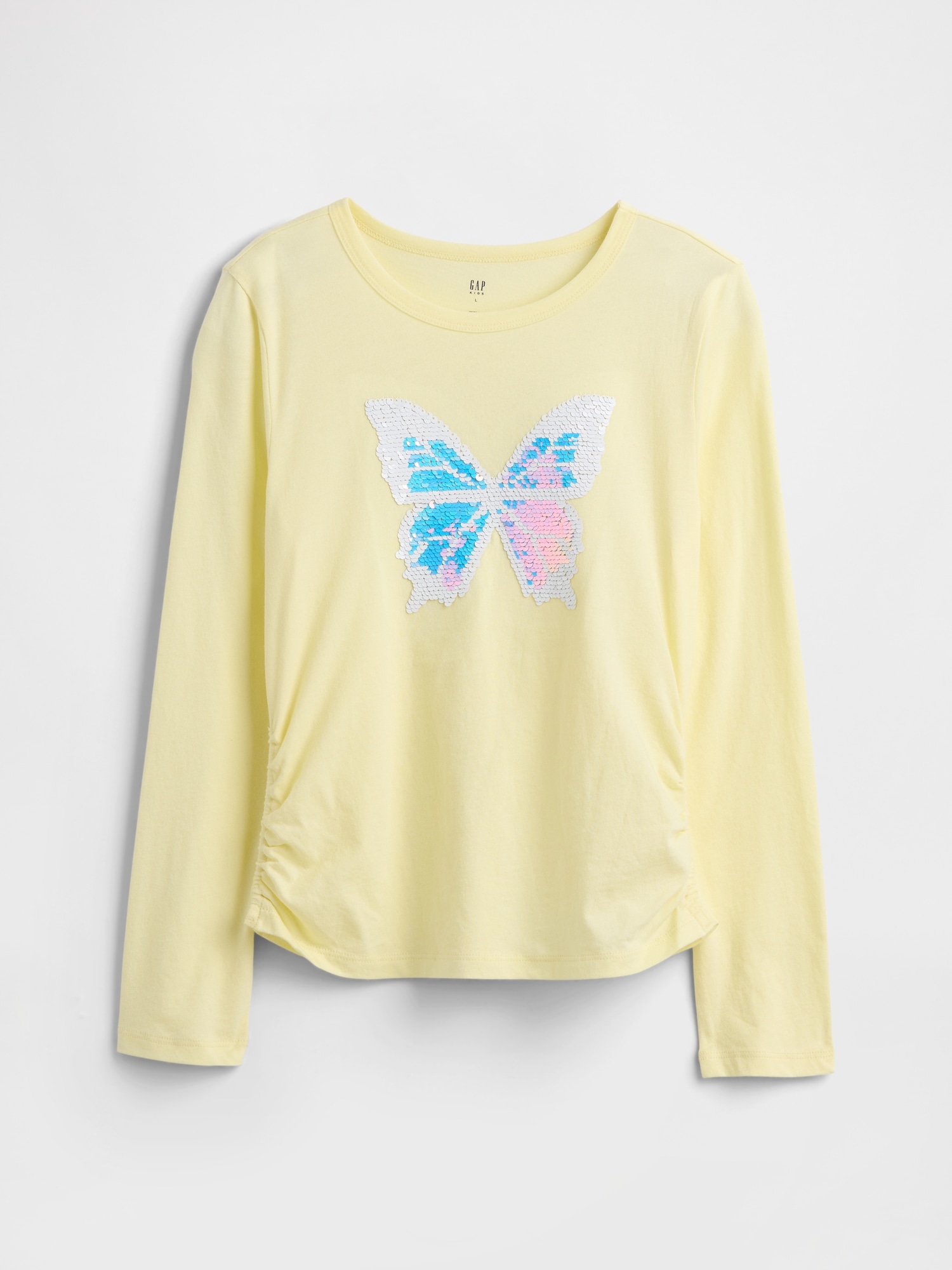Kids Ruched Graphic T-Shirt - Yellow Glow Sequin Flip