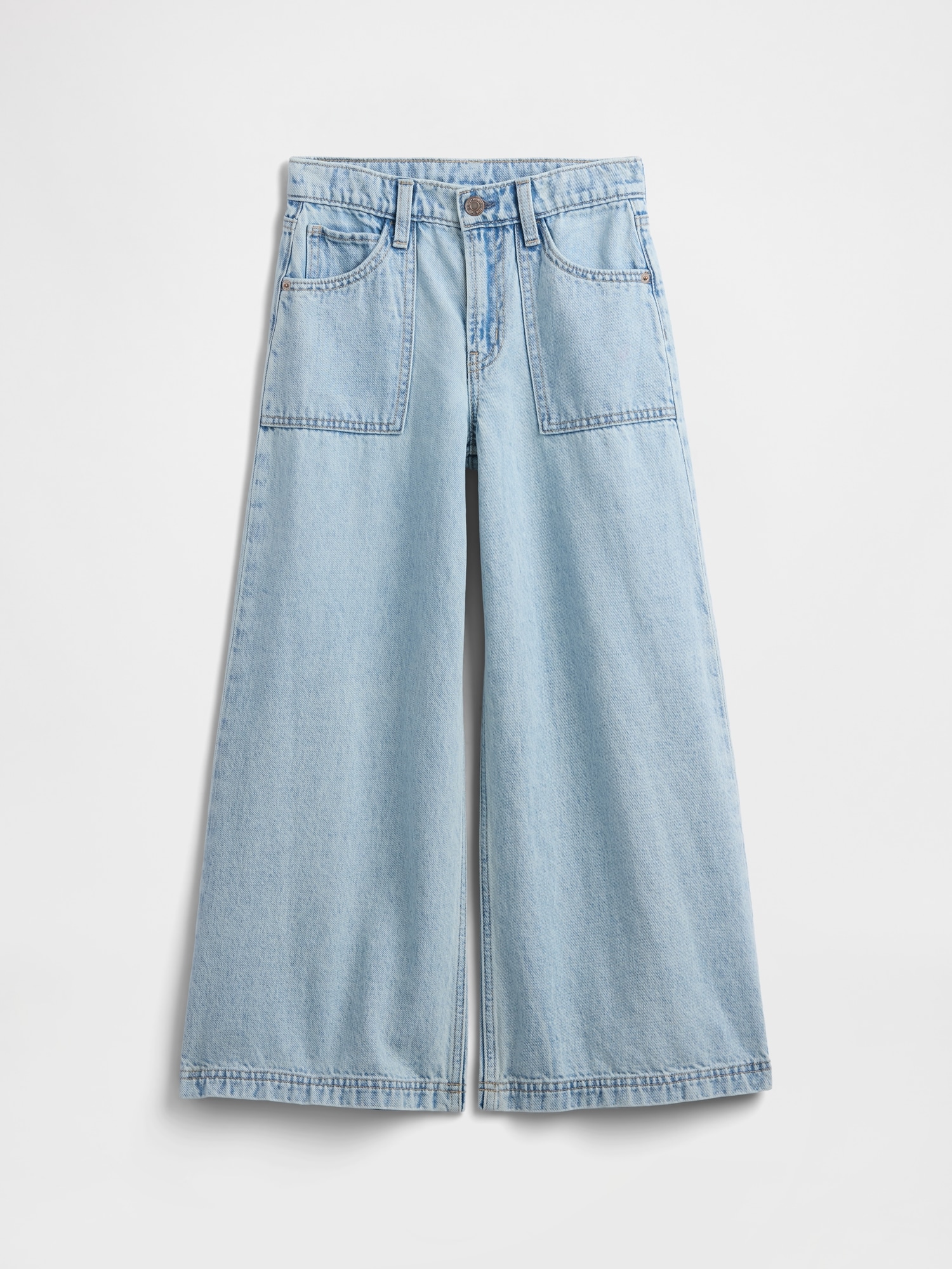 Kids Mid Rise Baggy Utility Jeans - Light Wash