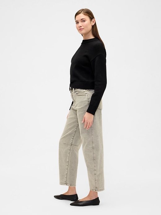 Image number 3 showing, High Rise Barrel Jeans
