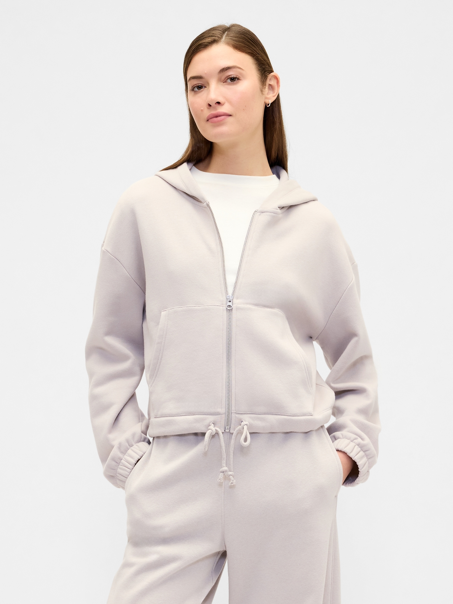 Oversized Bubble Zip Hoodie - Frosty Morning