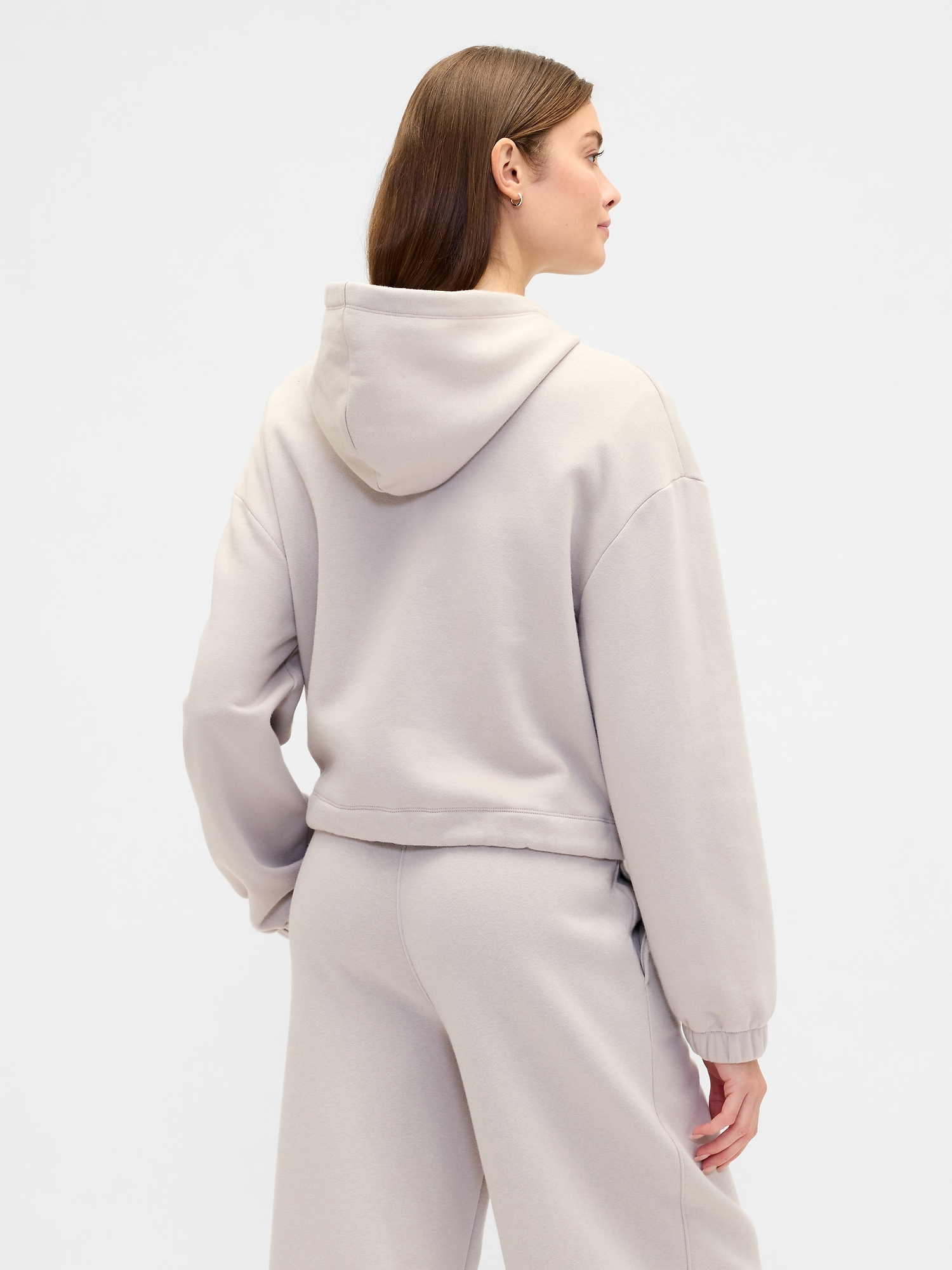 Gap Factory Oversized Bubble Zip Hoodie In Gray