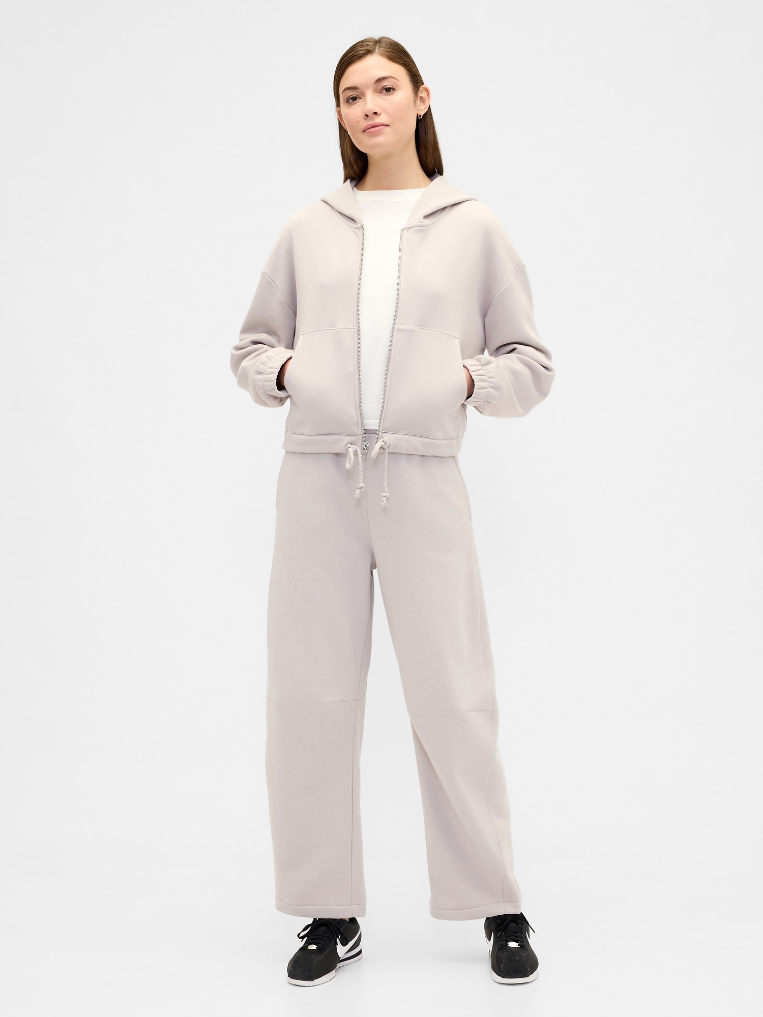 Gap Factory Oversized Bubble Zip Hoodie In Gray