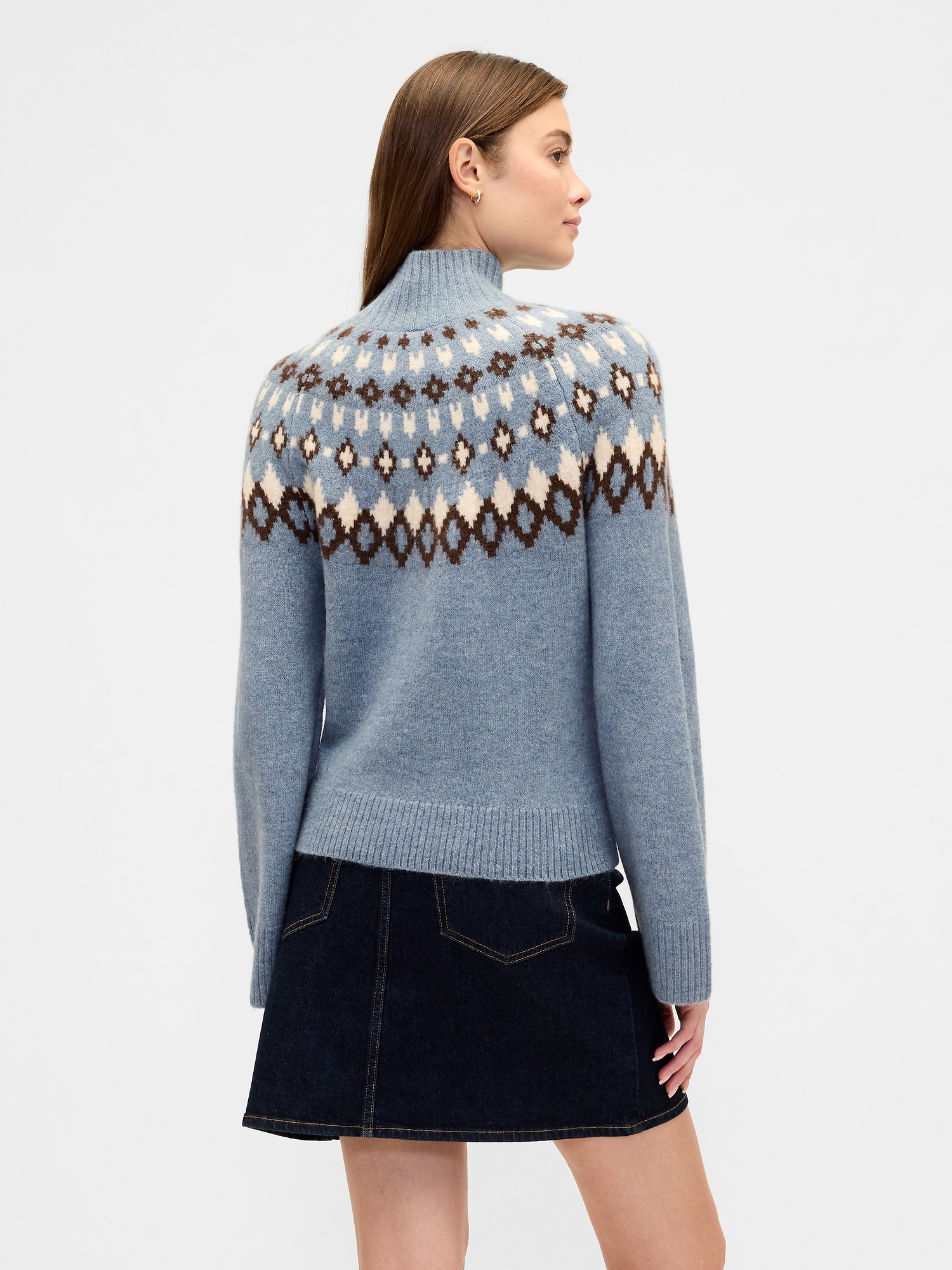 Gap Factory Relaxed Fair Isle Mockneck Sweater In Blue