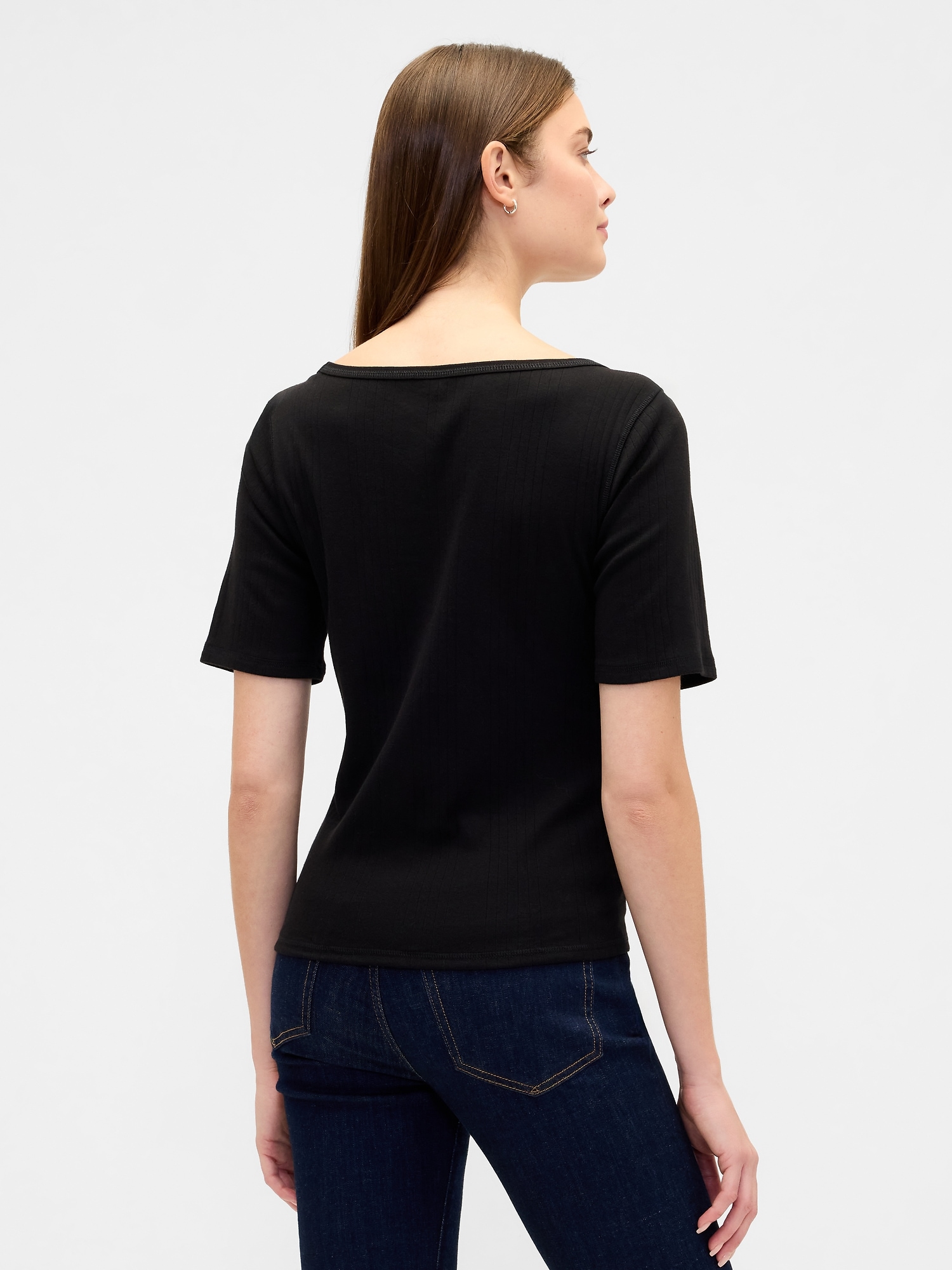 Gap Factory Modern Ribbed Boatneck T-shirt In Black