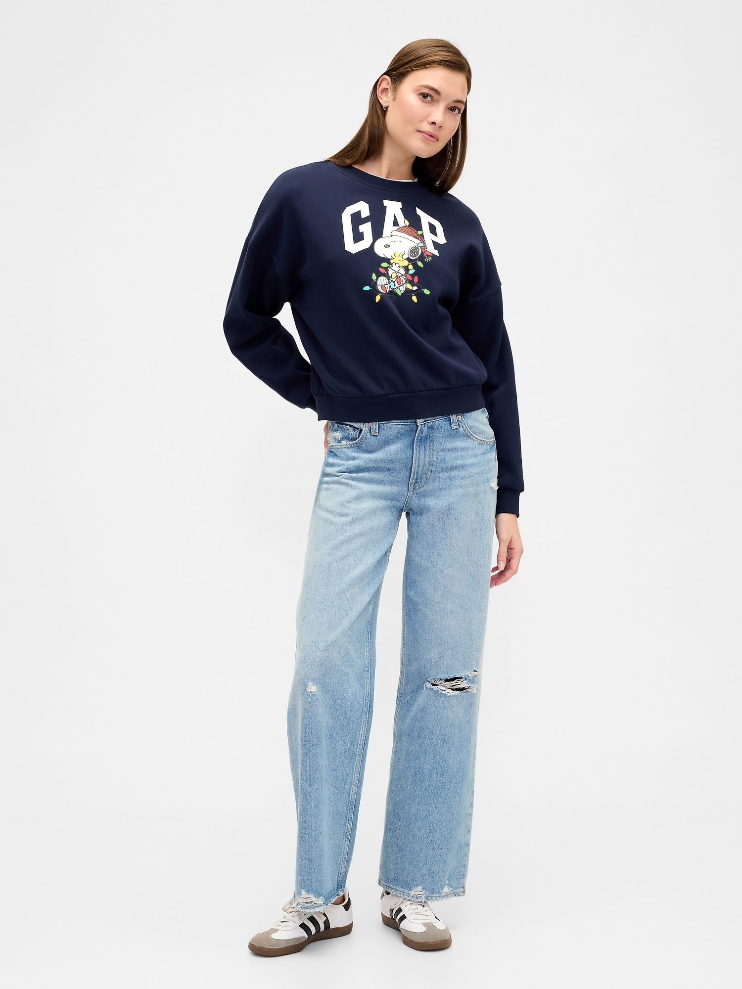 Gap Factory Peanuts Oversized Gap Logo Sweatshirt In Blue