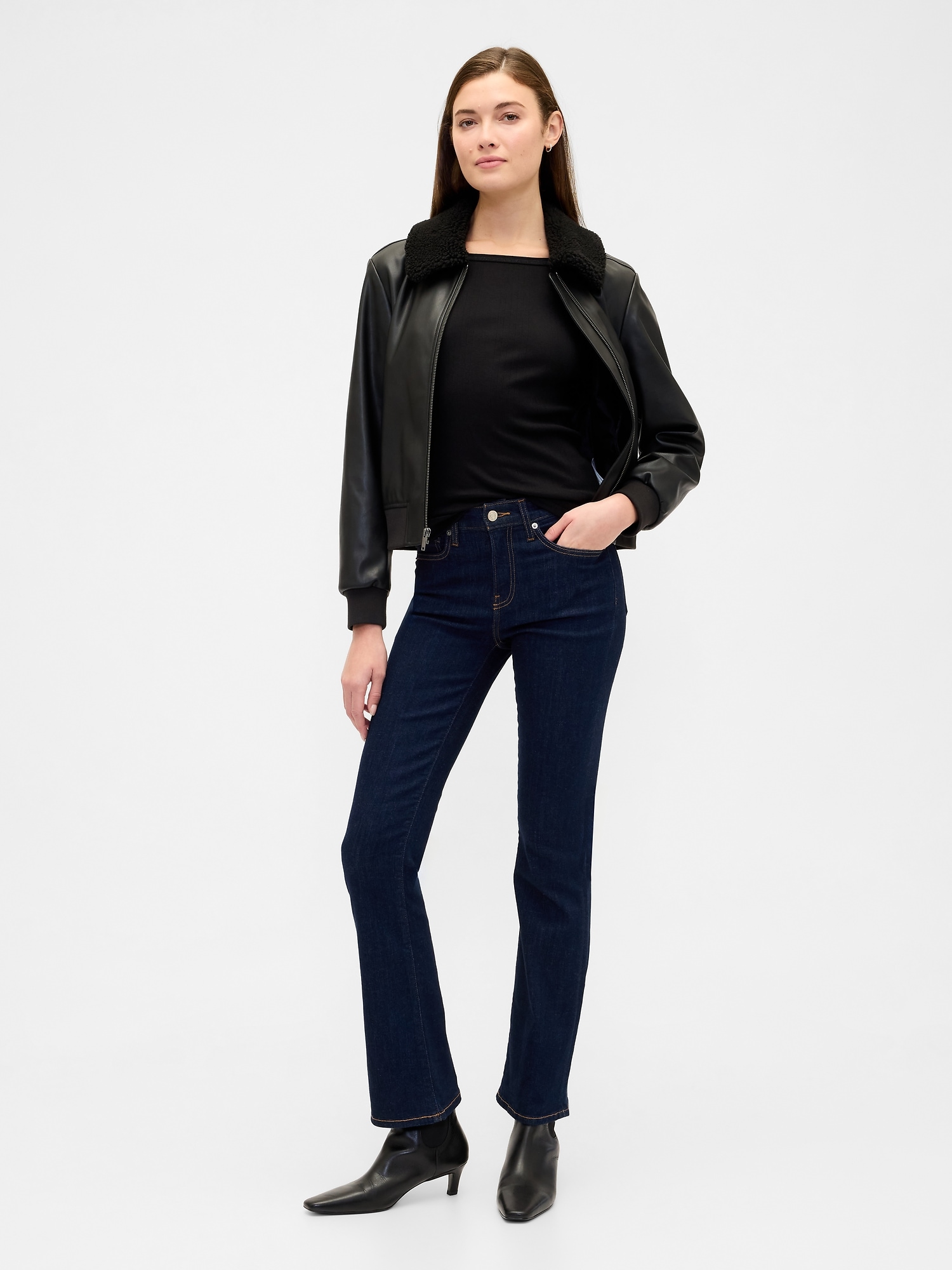 Gap Factory Modern Ribbed Boatneck T-shirt In Black