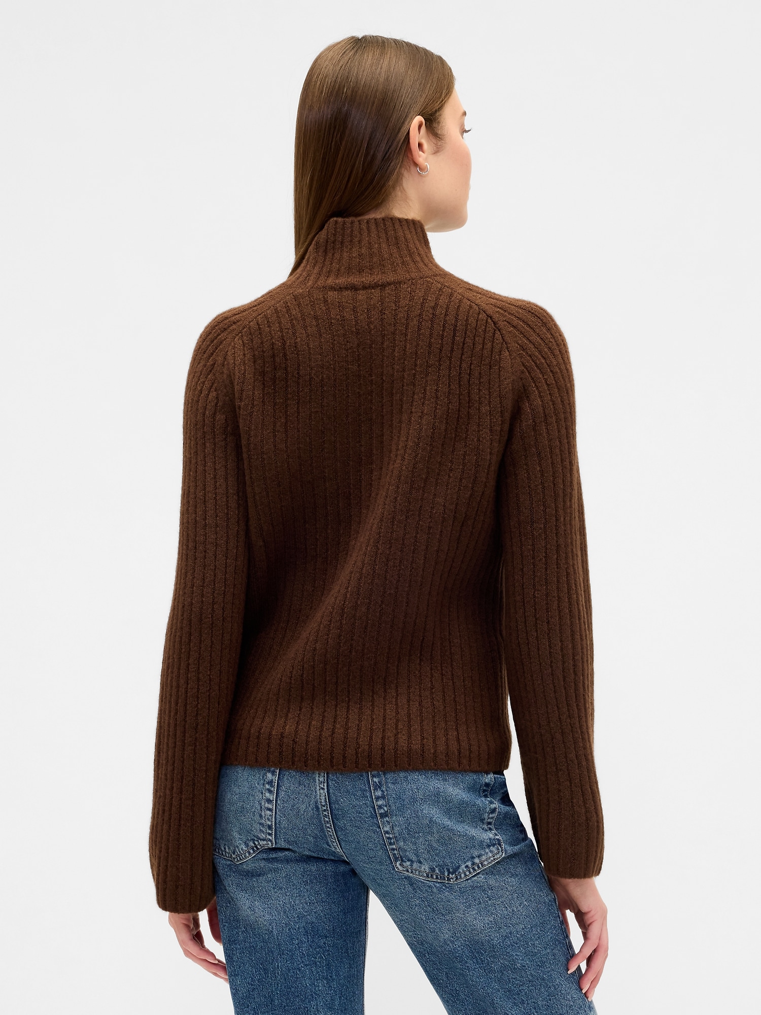 Gap Factory Relaxed Ribbed Mockneck Sweater In Brown