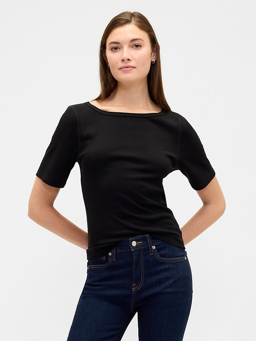 Image number 1 showing, Modern Ribbed Boatneck T-Shirt
