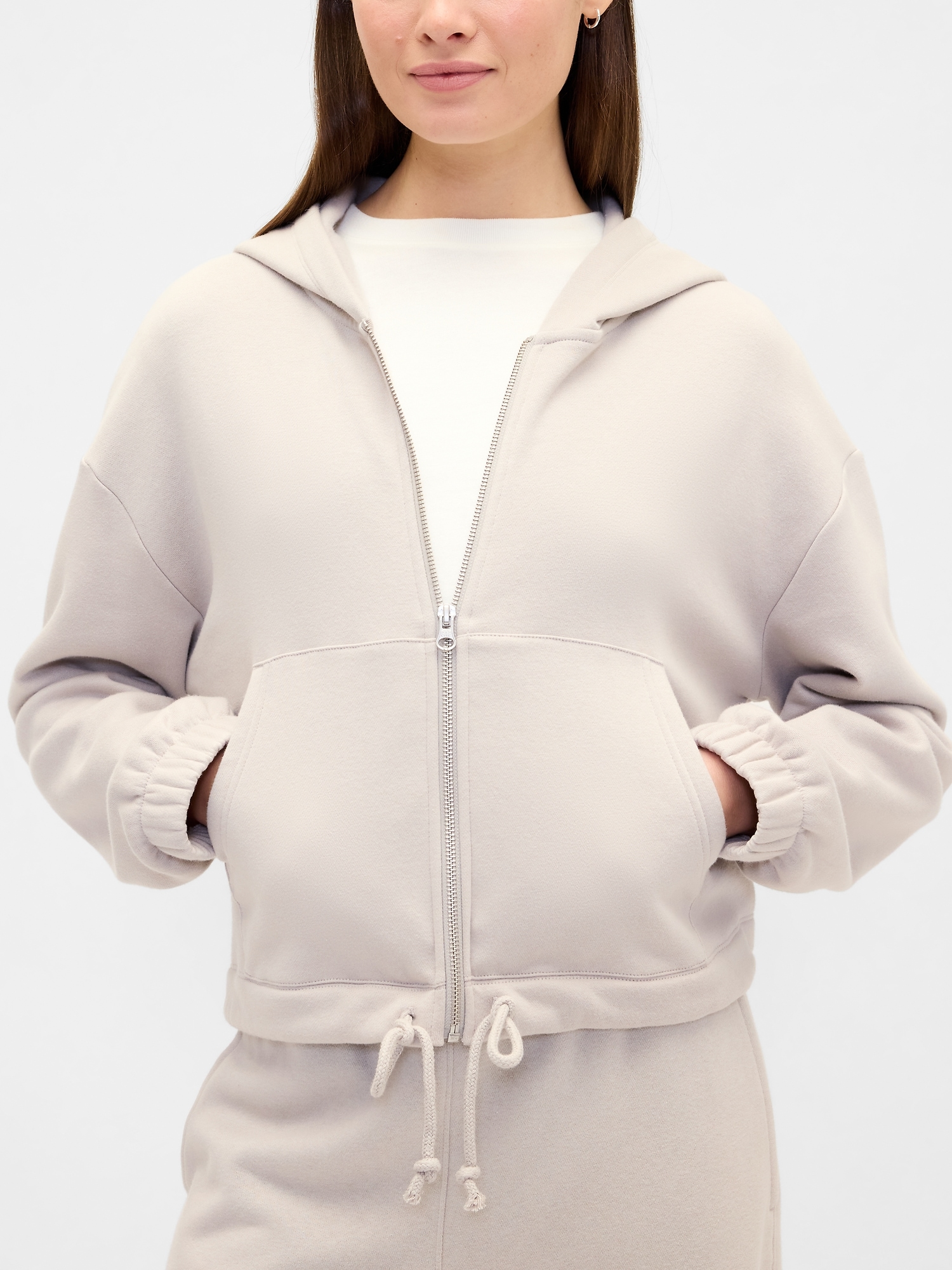Gap Factory Oversized Bubble Zip Hoodie In Gray