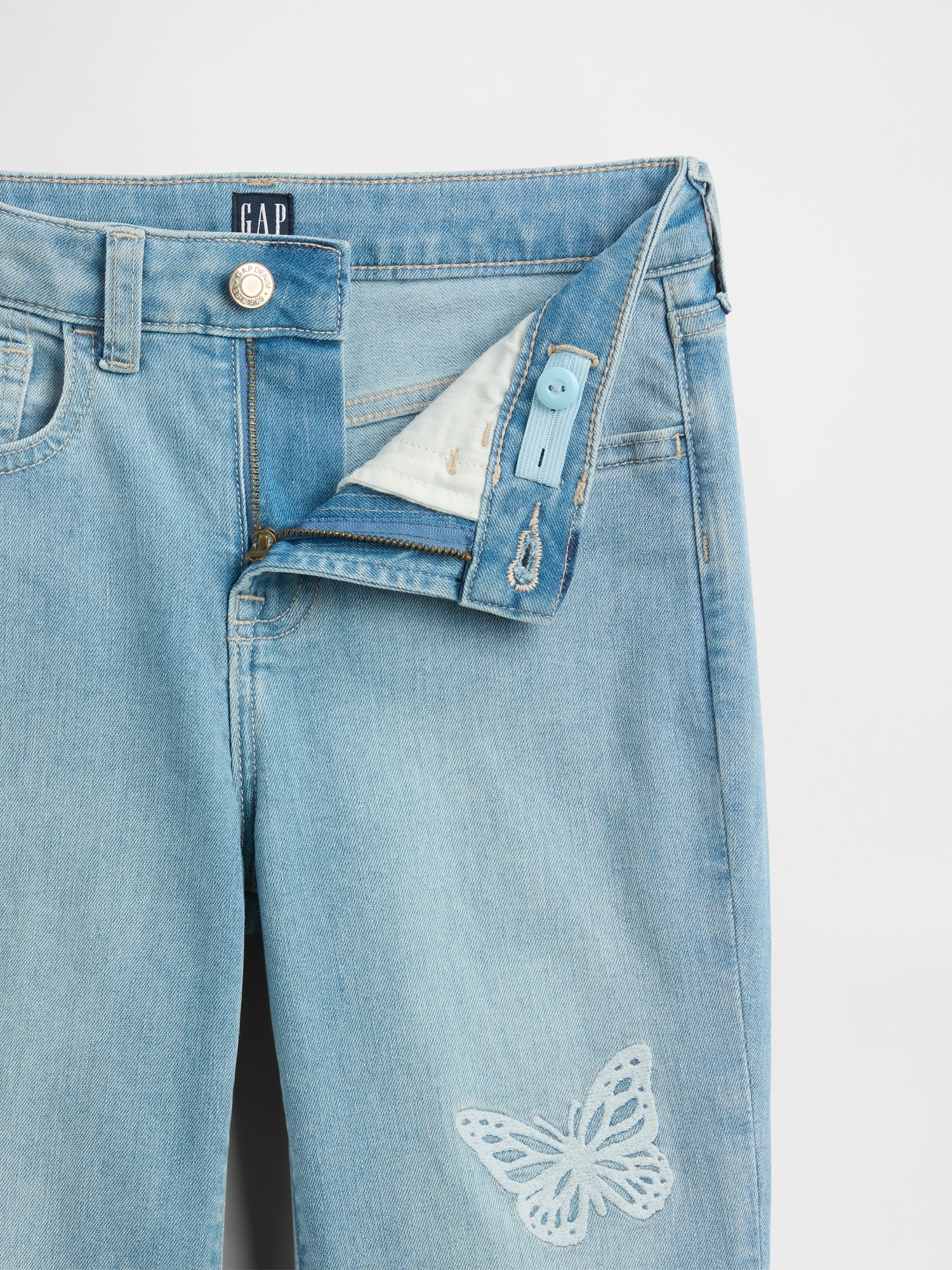 Gap Factory Kids High Rise Embroidered '70s Flare Jeans In Blue