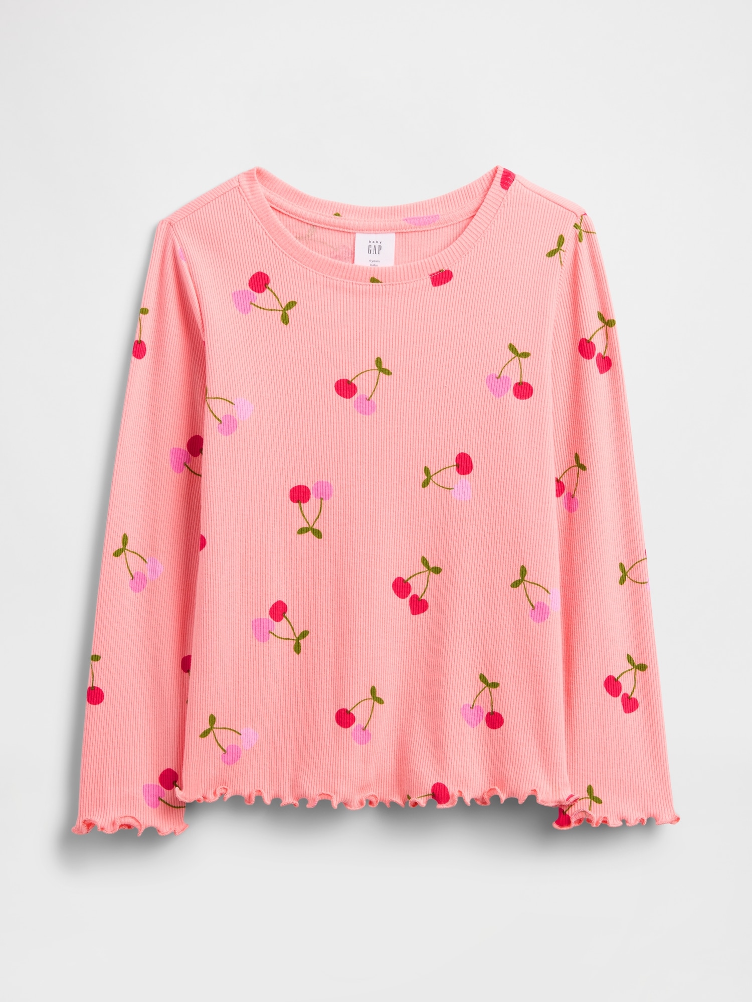 babyGap Ribbed Print T-Shirt - Creamy Coral Pink Cherries