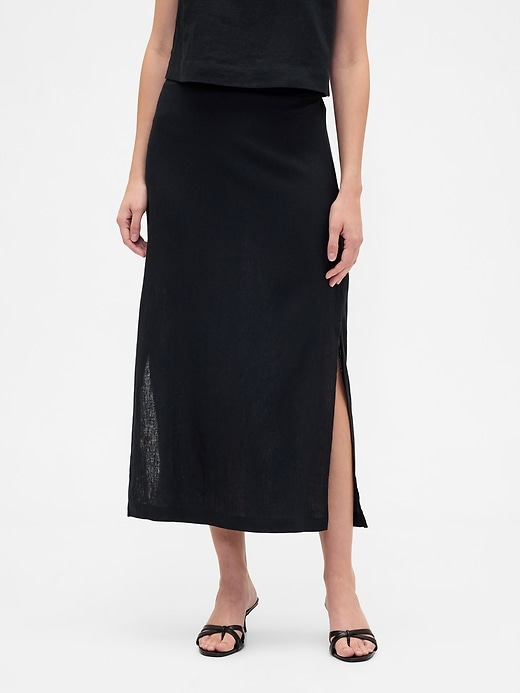 Image number 3 showing, Linen-Blend Maxi Slip Skirt