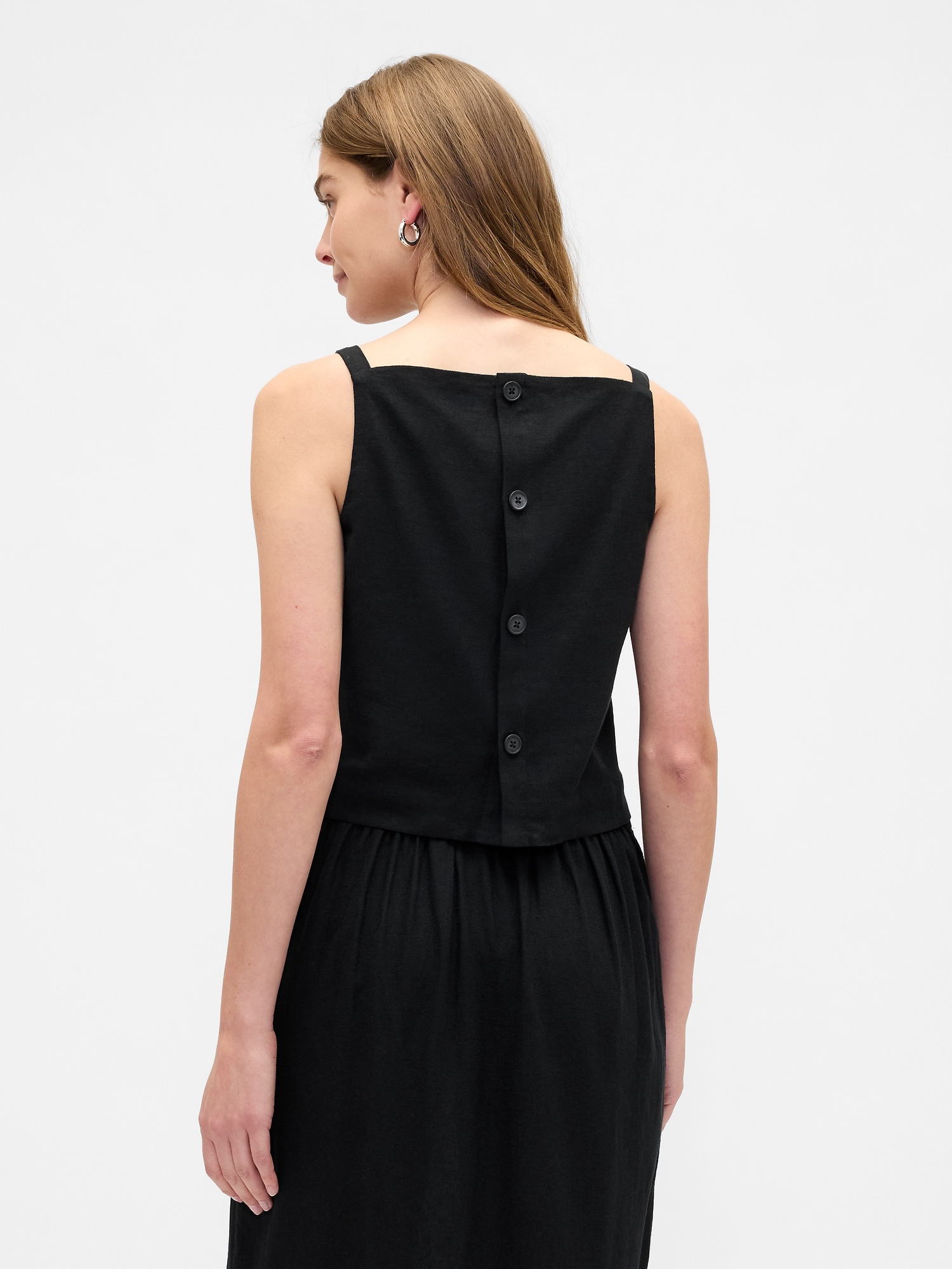 Gap Factory Linen-blend Apron Top In Black