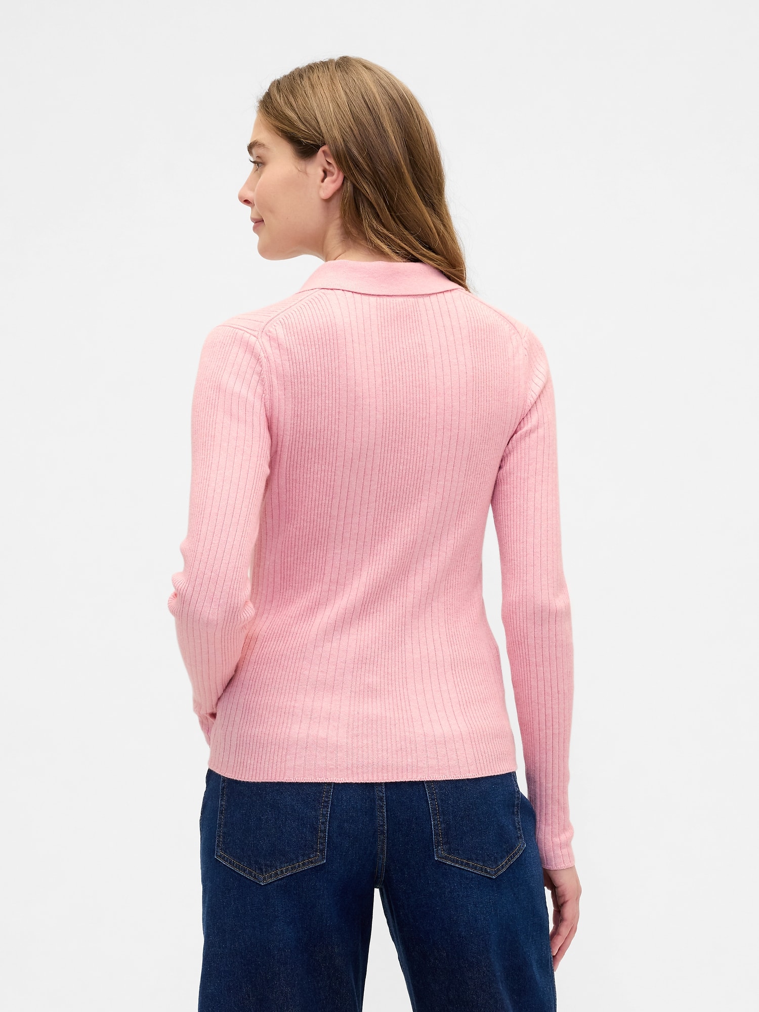 Gap Factory Ribbed Polo Shirt T-shirt In Pink