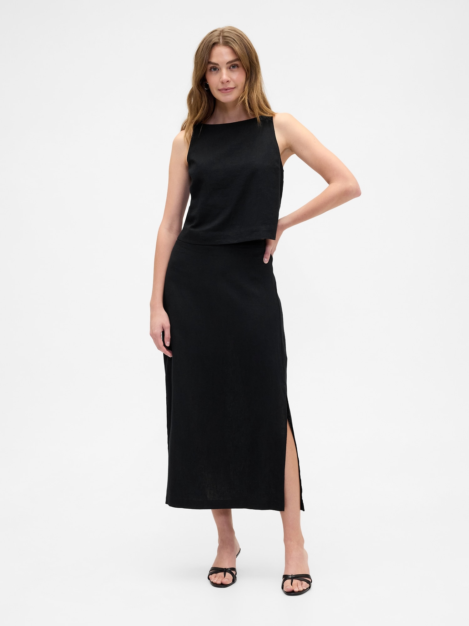 Gap Factory Linen-blend Apron Top In Black