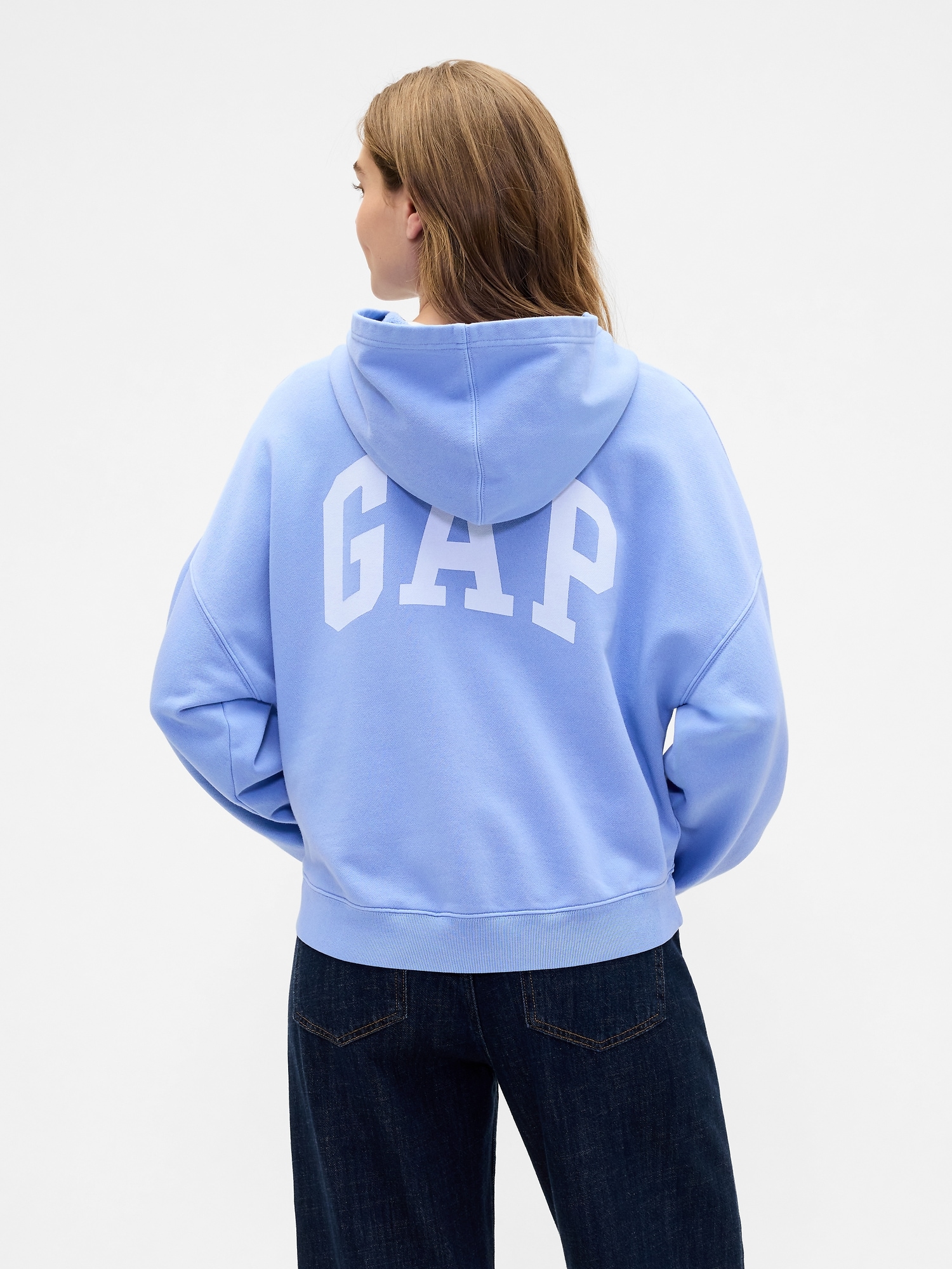 Relaxed Gap Mini-Logo Cropped Hoodie | Gap Factory