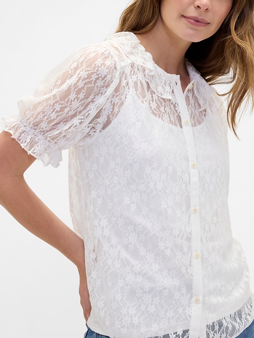 Image number 4 showing, Lace Puff Sleeve Top