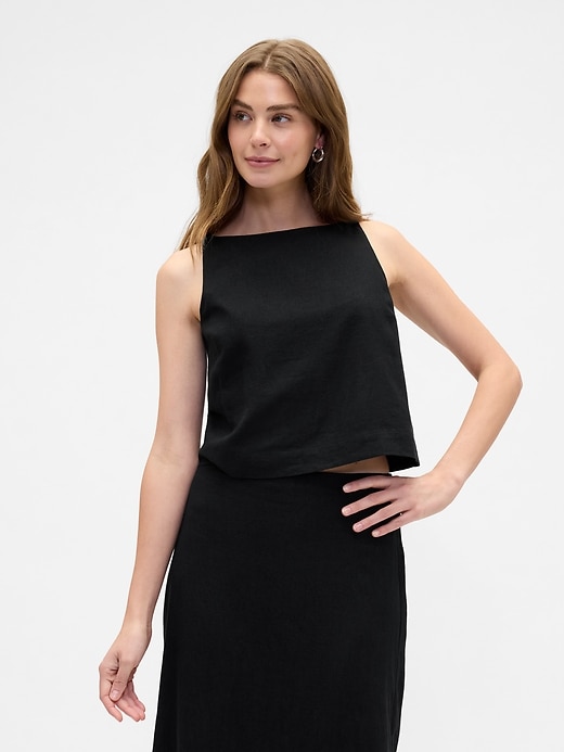 Image number 1 showing, Linen-Blend Apron Top