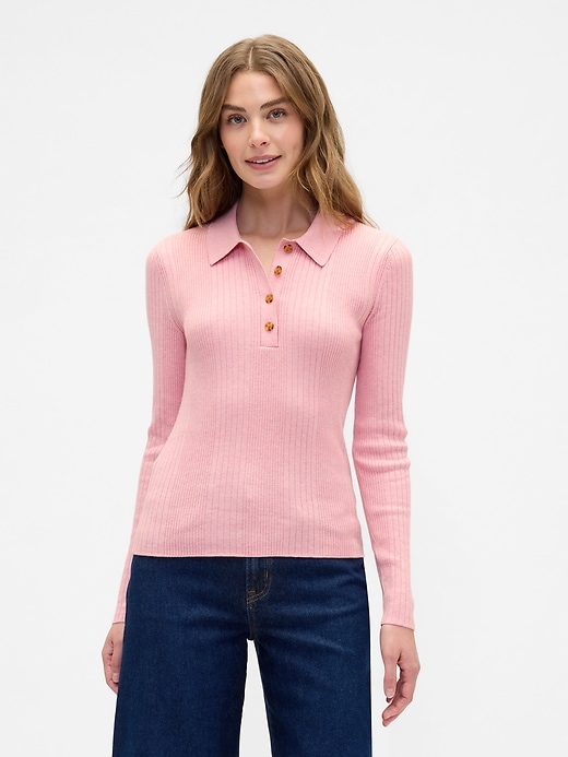 Image number 1 showing, Ribbed Polo T-Shirt