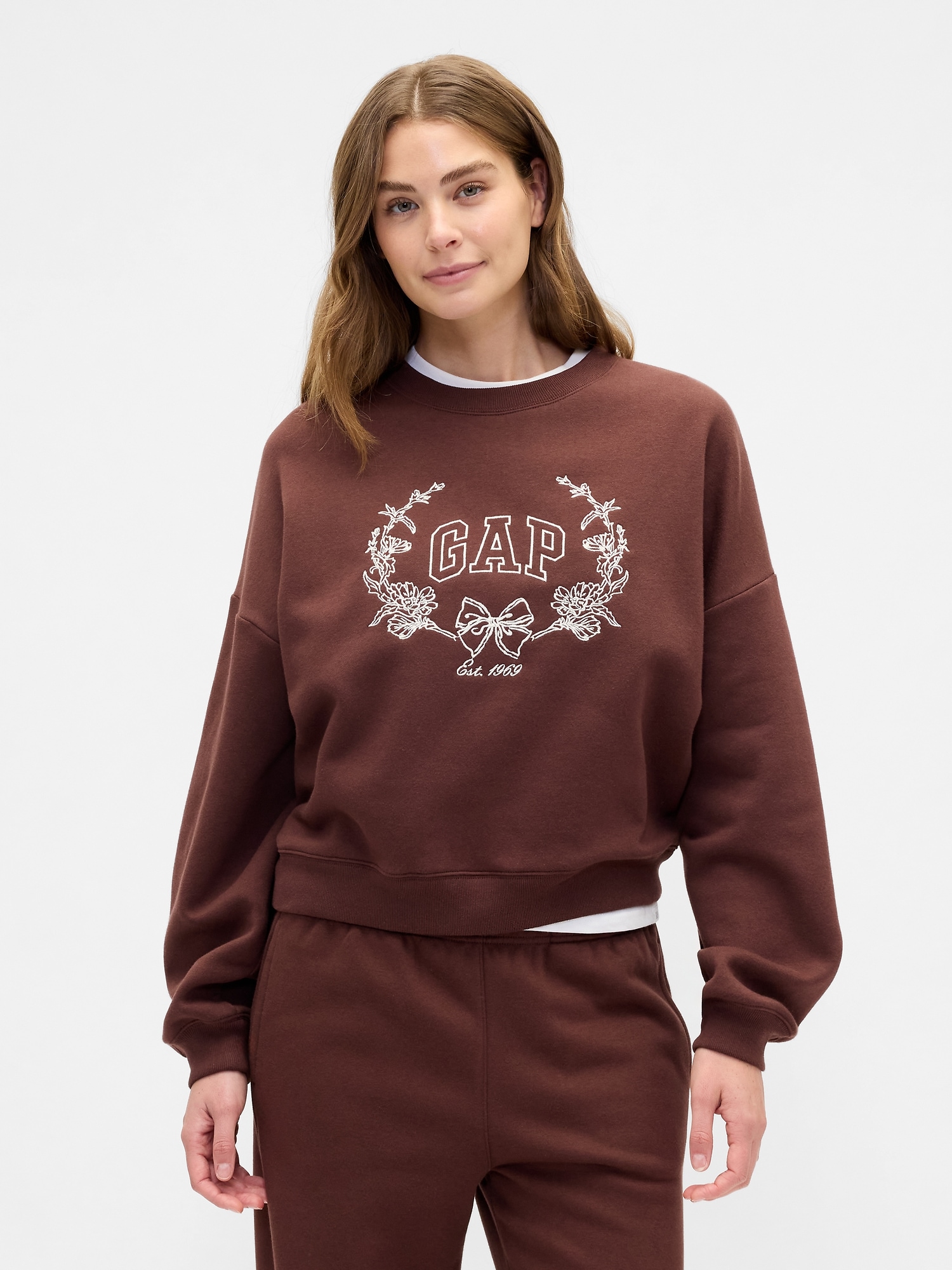 Oversized Wedge Gap Logo Sweatshirt - Chocolate Bar Brown