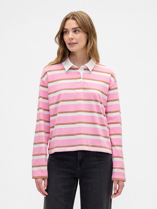 Image number 1 showing, Oversized Stripe Rugby Polo Shirt