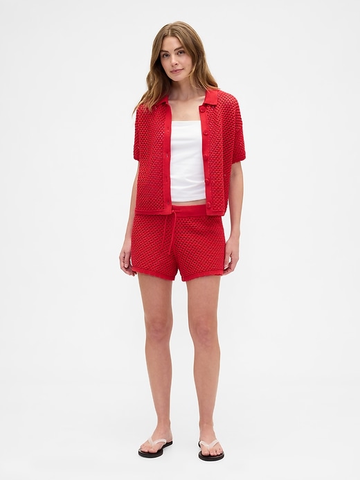 Image number 1 showing, Relaxed Pull-On Open-Stitch Sweater Shorts