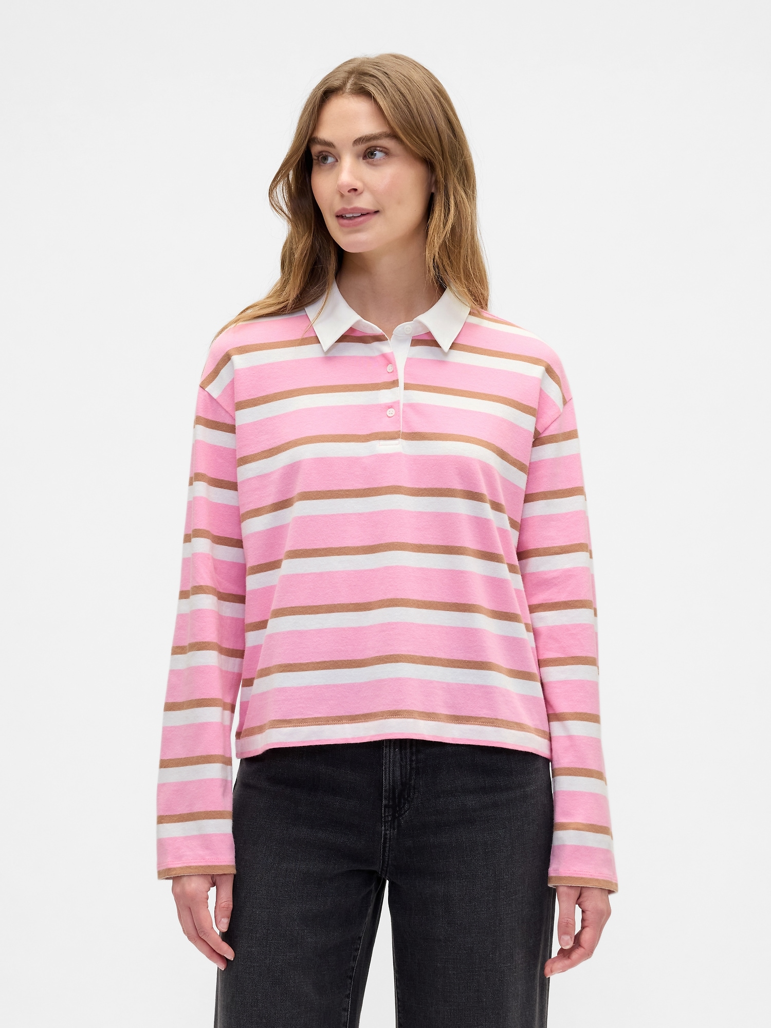 Oversized Stripe Rugby Polo Shirt