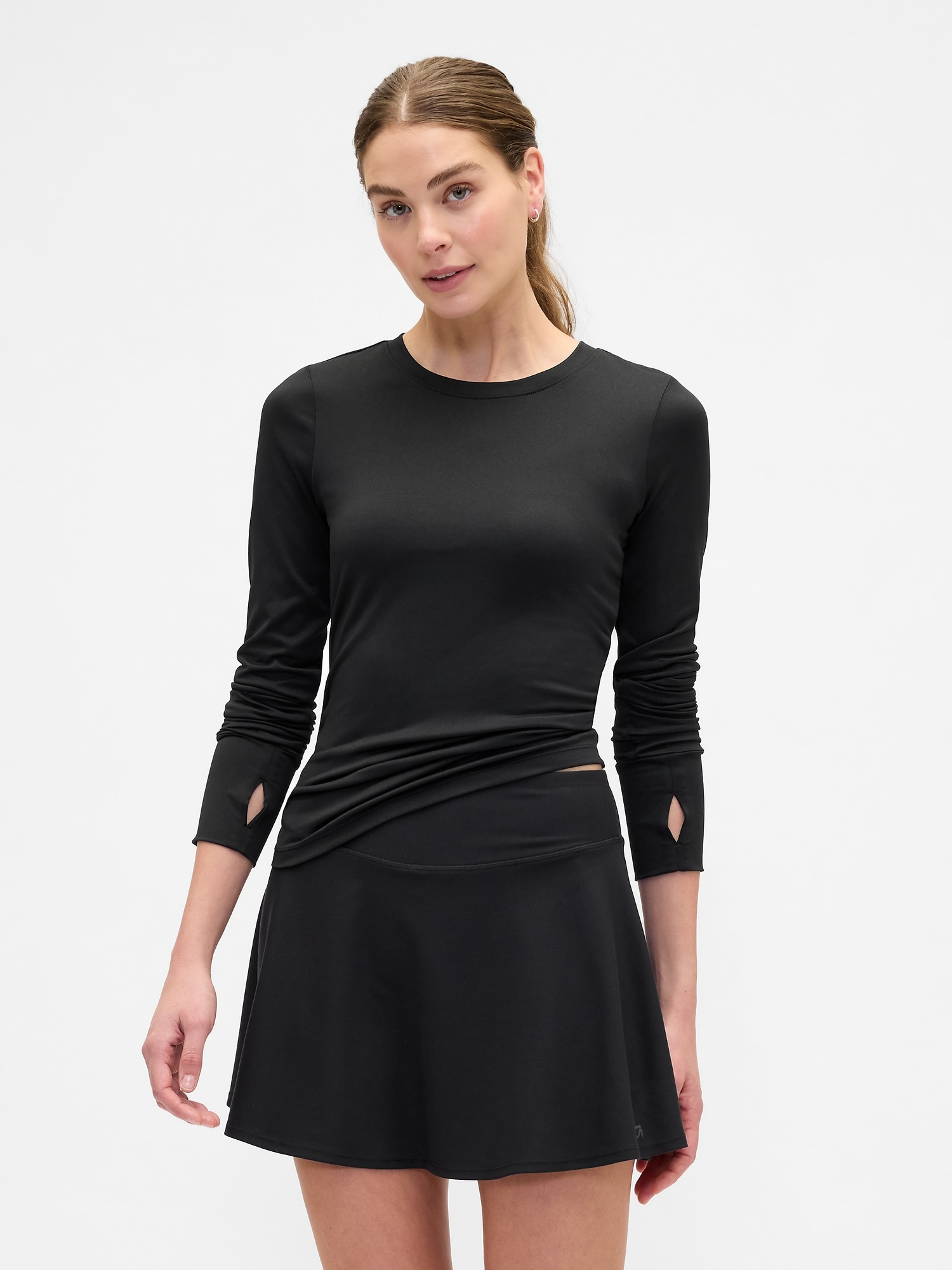 Gap Factory Gapfit Brushed Jersey Ruched T-shirt In Black