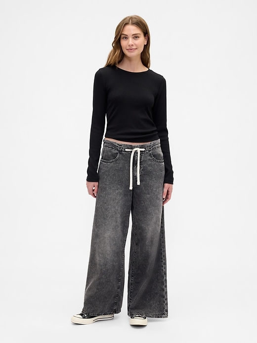 Image number 1 showing, Mid Rise Pull-On SuperLight Baggy Jeans