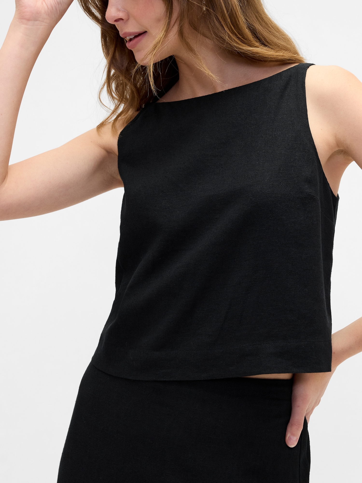Gap Factory Linen-blend Apron Top In Black