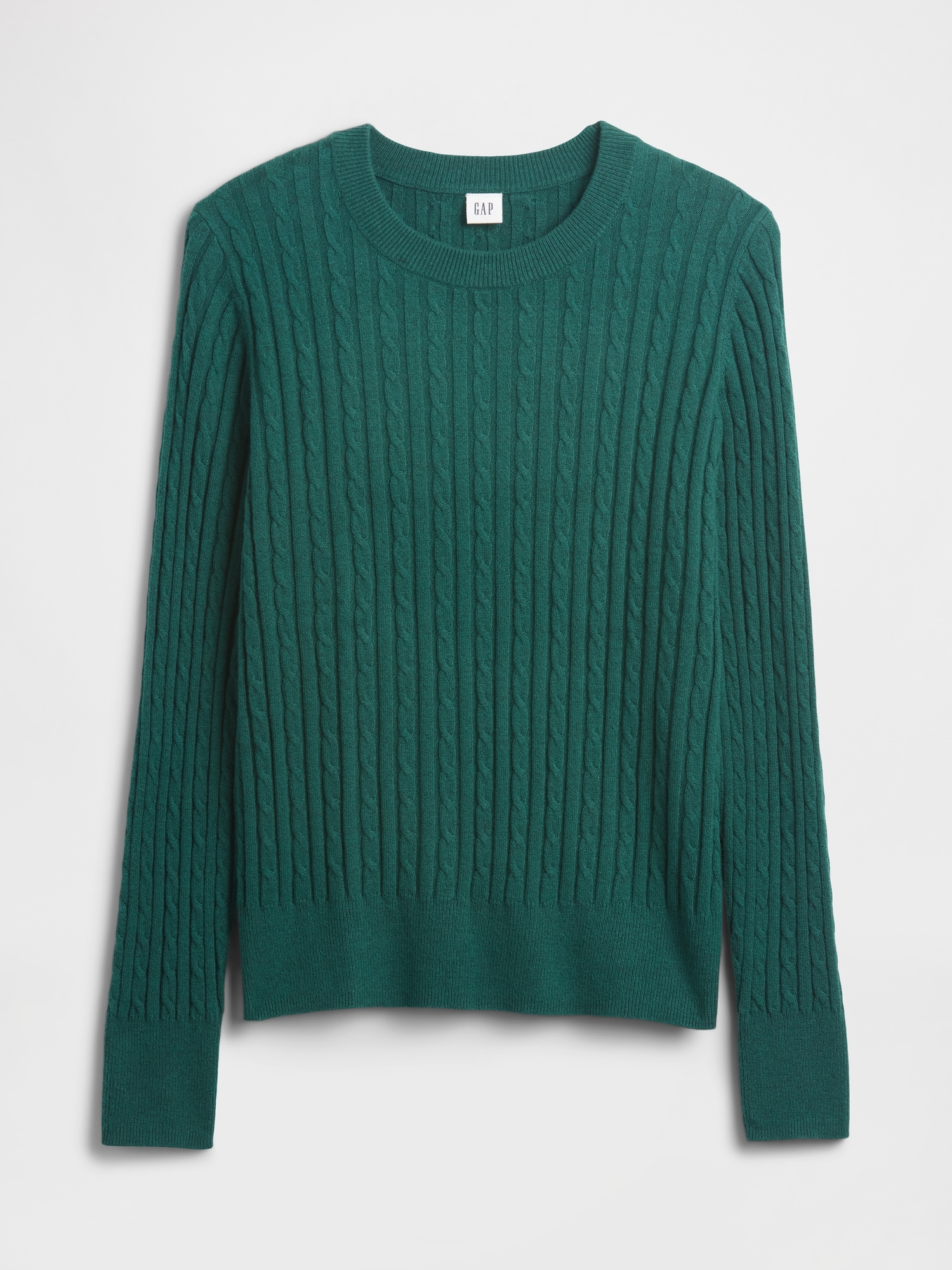 Gap Factory Cashsoft Cable-knit Crewneck Sweater In Green