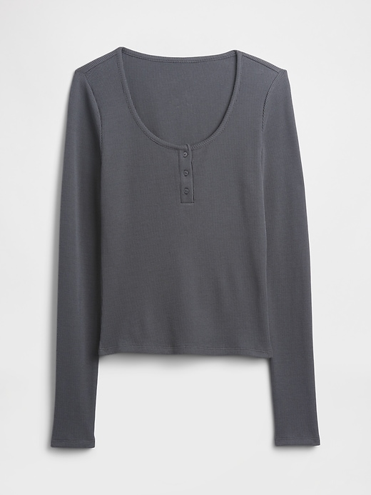 Image number 4 showing, Waffle-Knit Henley PJ Top