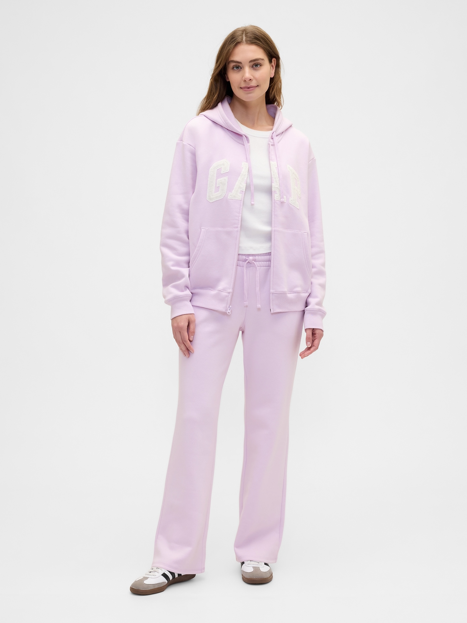 Gap Factory Relaxed Gap Logo Zip Hoodie In Purple