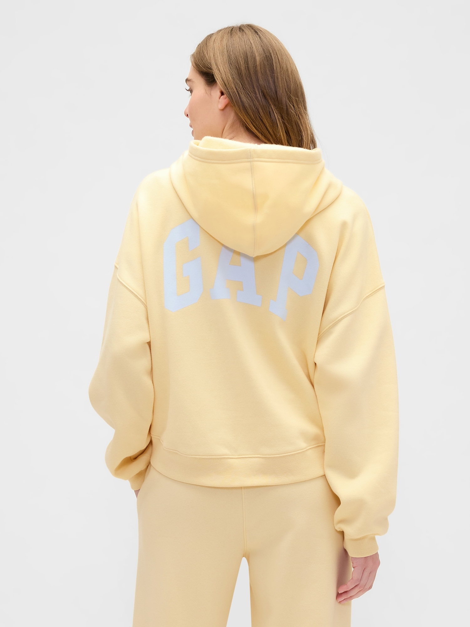 Gap Factory Relaxed Gap Mini-logo Cropped Hoodie In Yellow