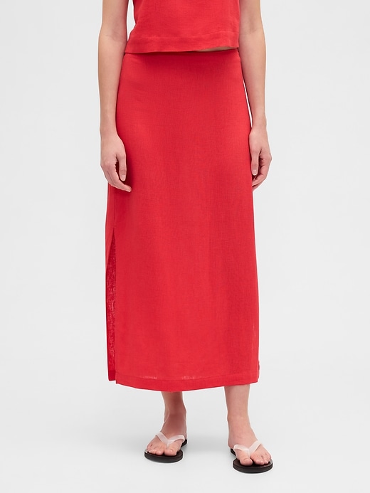 Image number 3 showing, Linen-Blend Maxi Slip Skirt