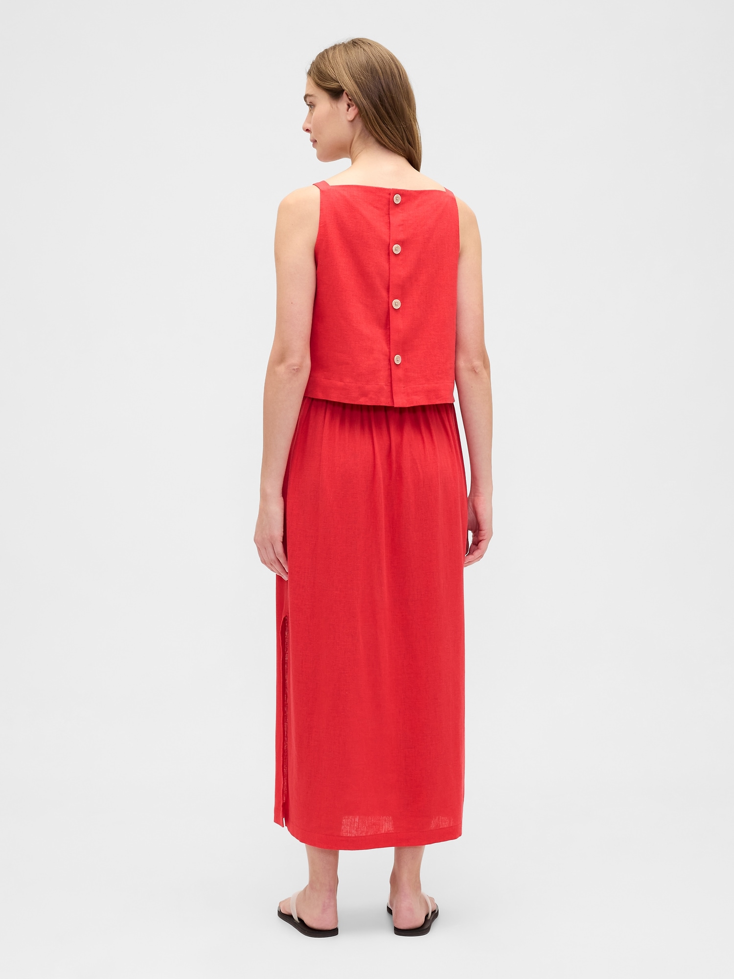 Gap Factory Linen-blend Maxi Slip Skirt In Red