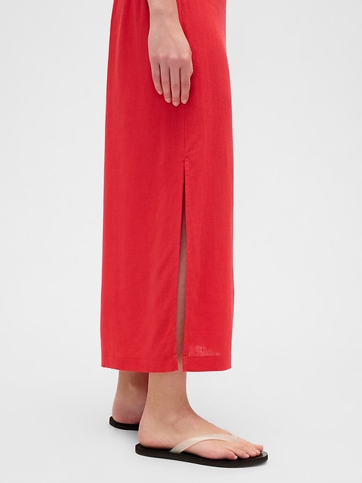 Image number 4 showing, Linen-Blend Maxi Slip Skirt