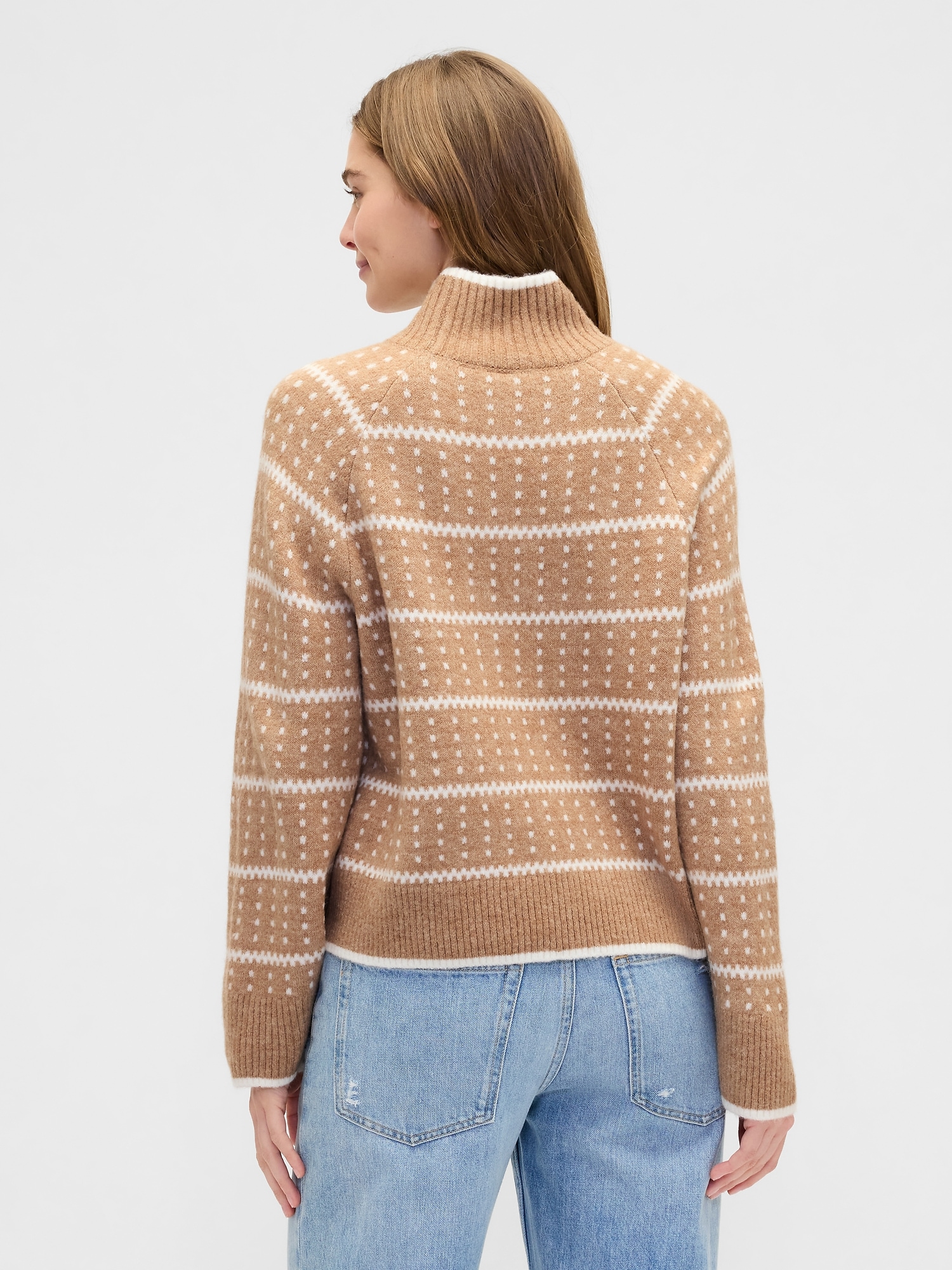 Gap Factory Relaxed Fair Isle Mockneck Sweater In Brown