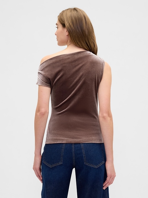 Image number 2 showing, Velour One-Shoulder Top