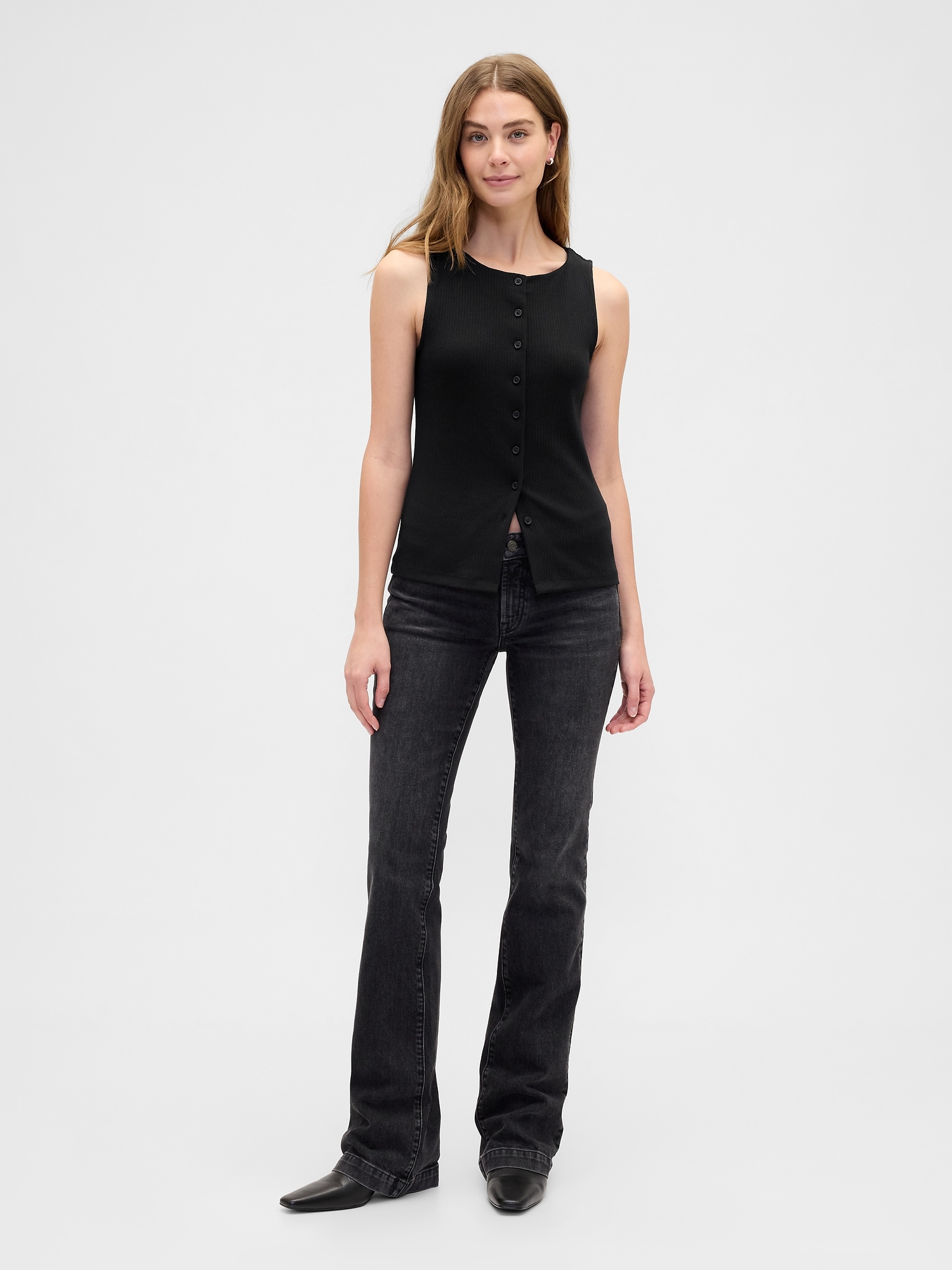 Gap Factory Ribbed Boatneck Vest In Black