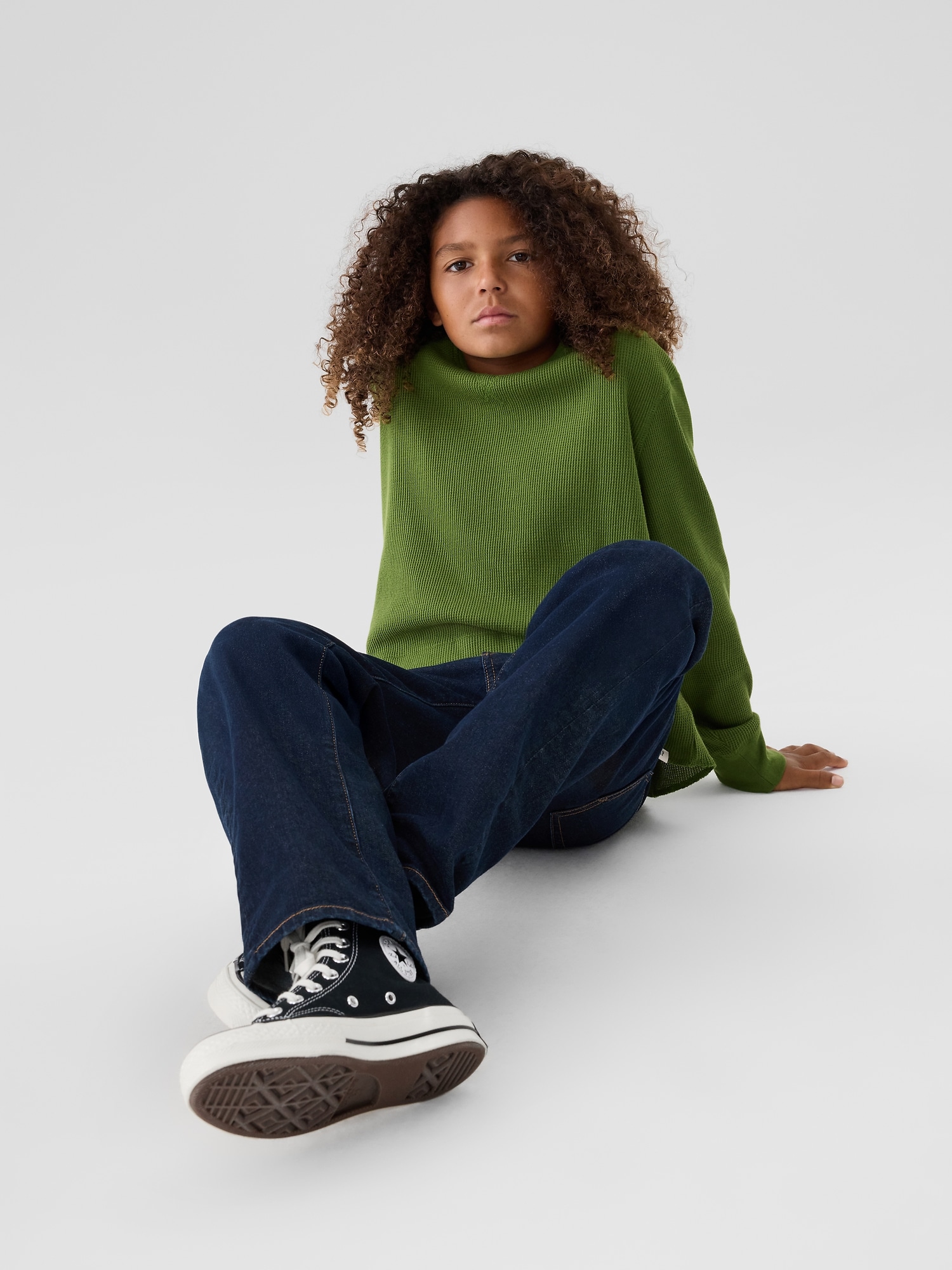 Gap Factory Kids Waffle-knit T-shirt In Green