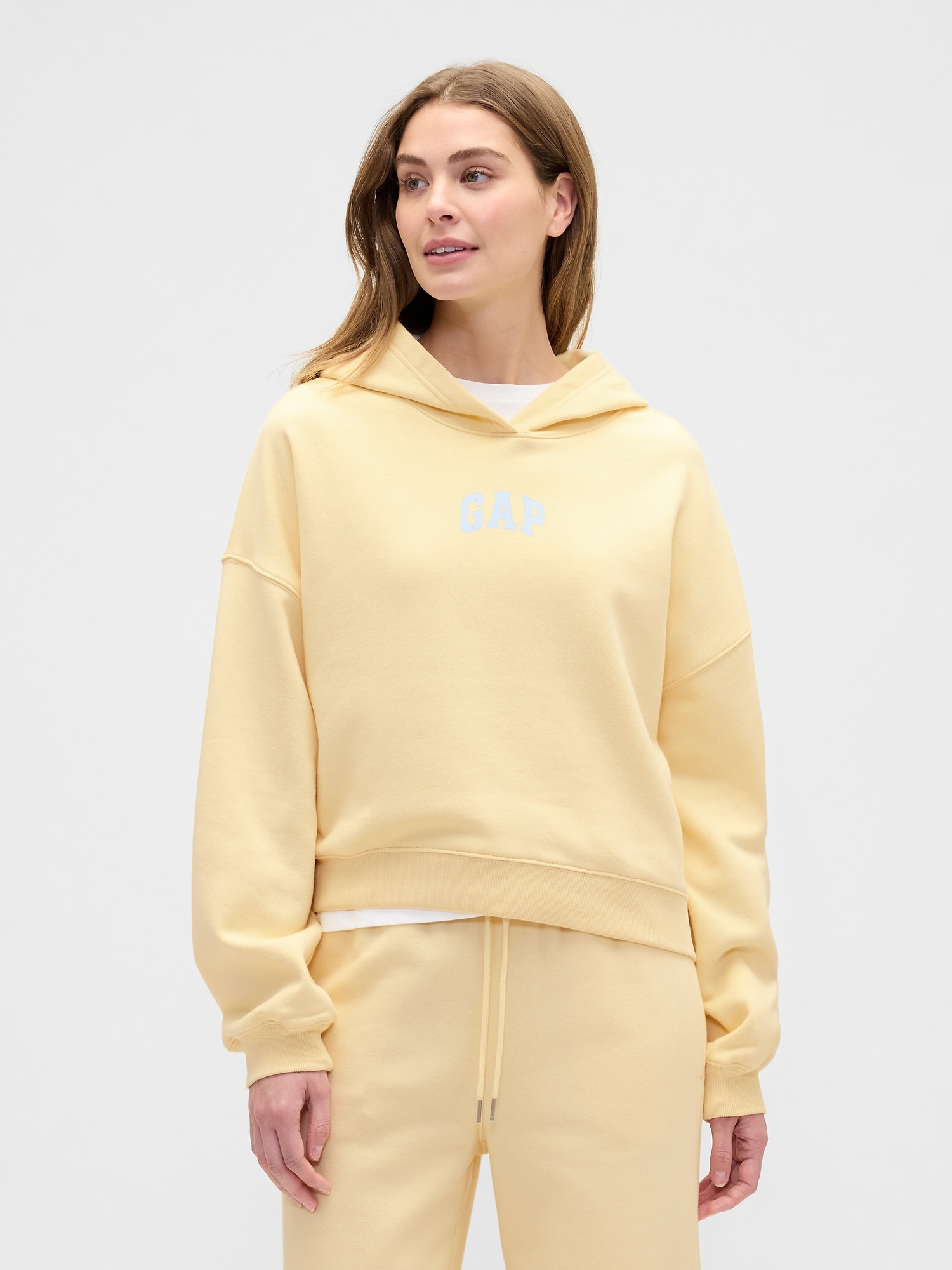 Relaxed Gap Mini-Logo Cropped Hoodie - Maize