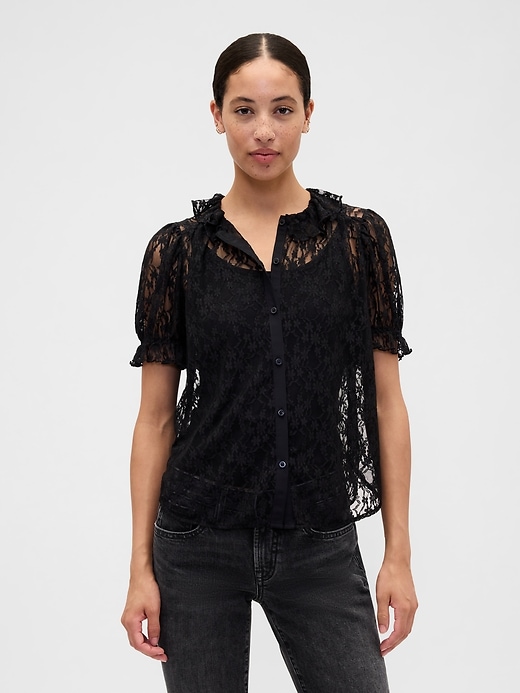 Image number 1 showing, Lace Puff Sleeve Top
