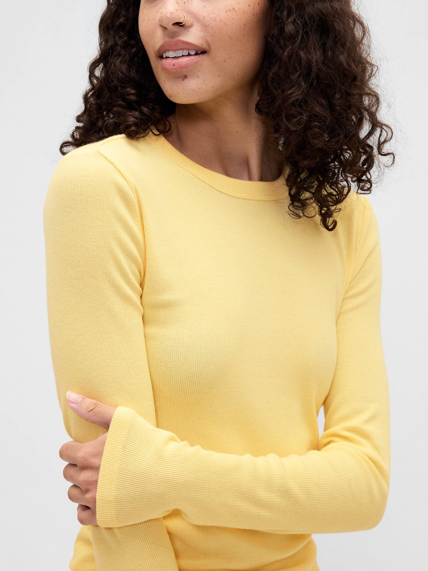 Gap Factory Essential Ribbed Crewneck T-shirt In Yellow