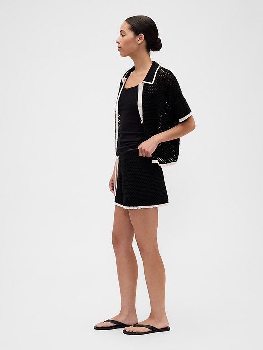 Image number 3 showing, Relaxed Pull-On Open-Stitch Sweater Shorts