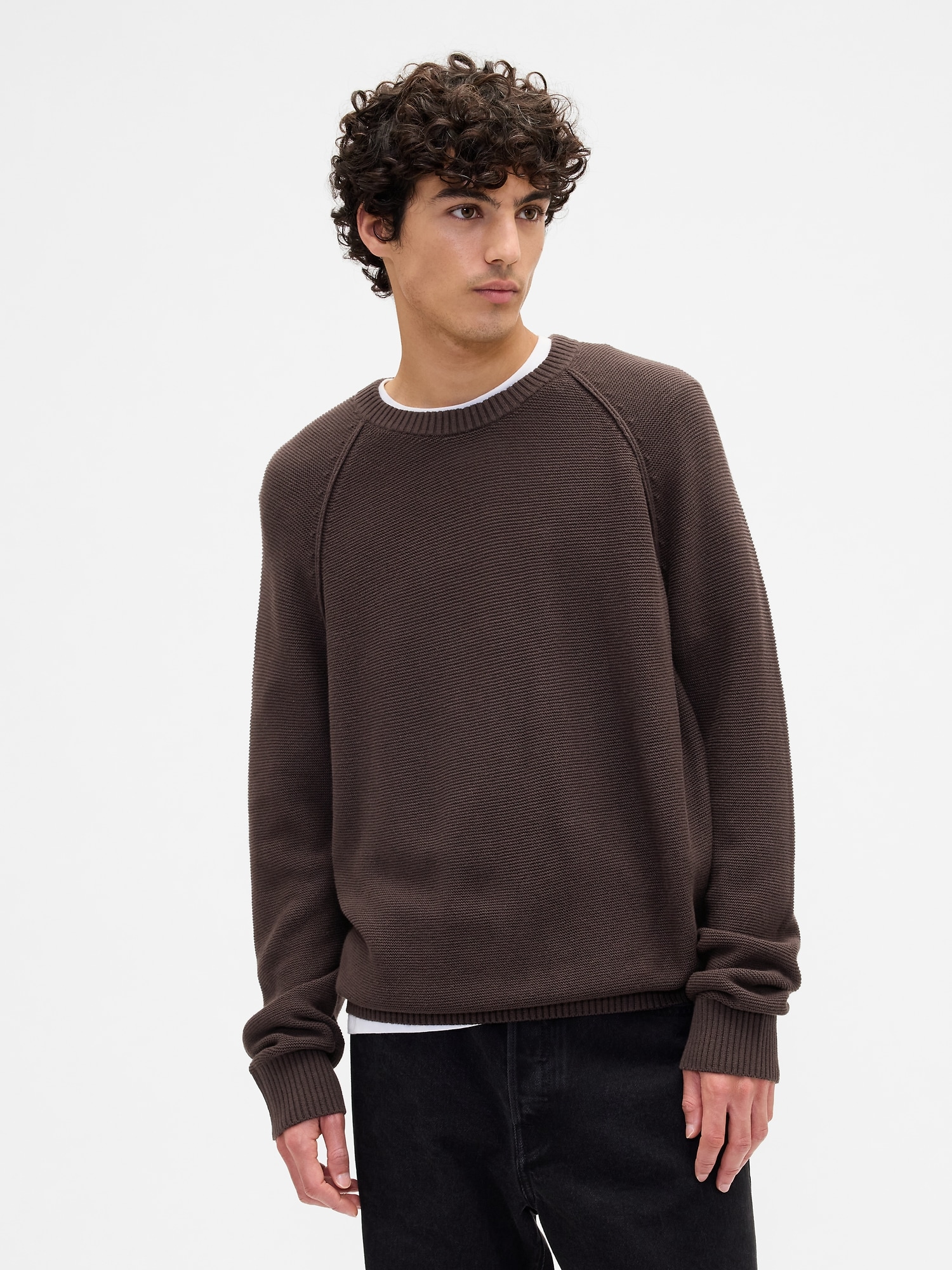 Garter Crewneck Sweater - Terra Brown