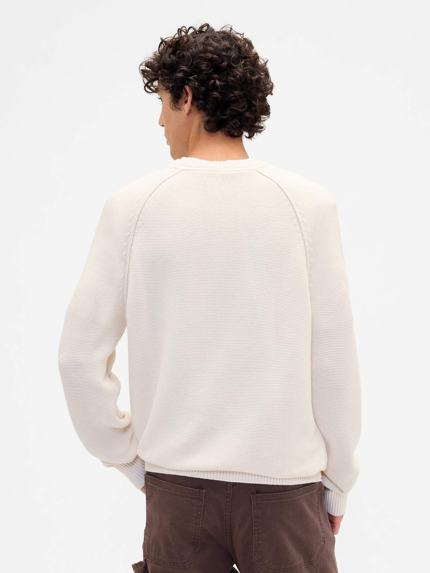Gap Factory Garter Crewneck Sweater In White