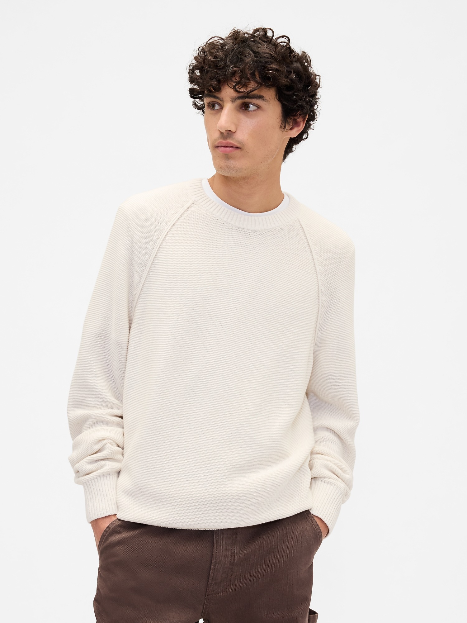 Garter Crewneck Sweater - Carls Stone Beige