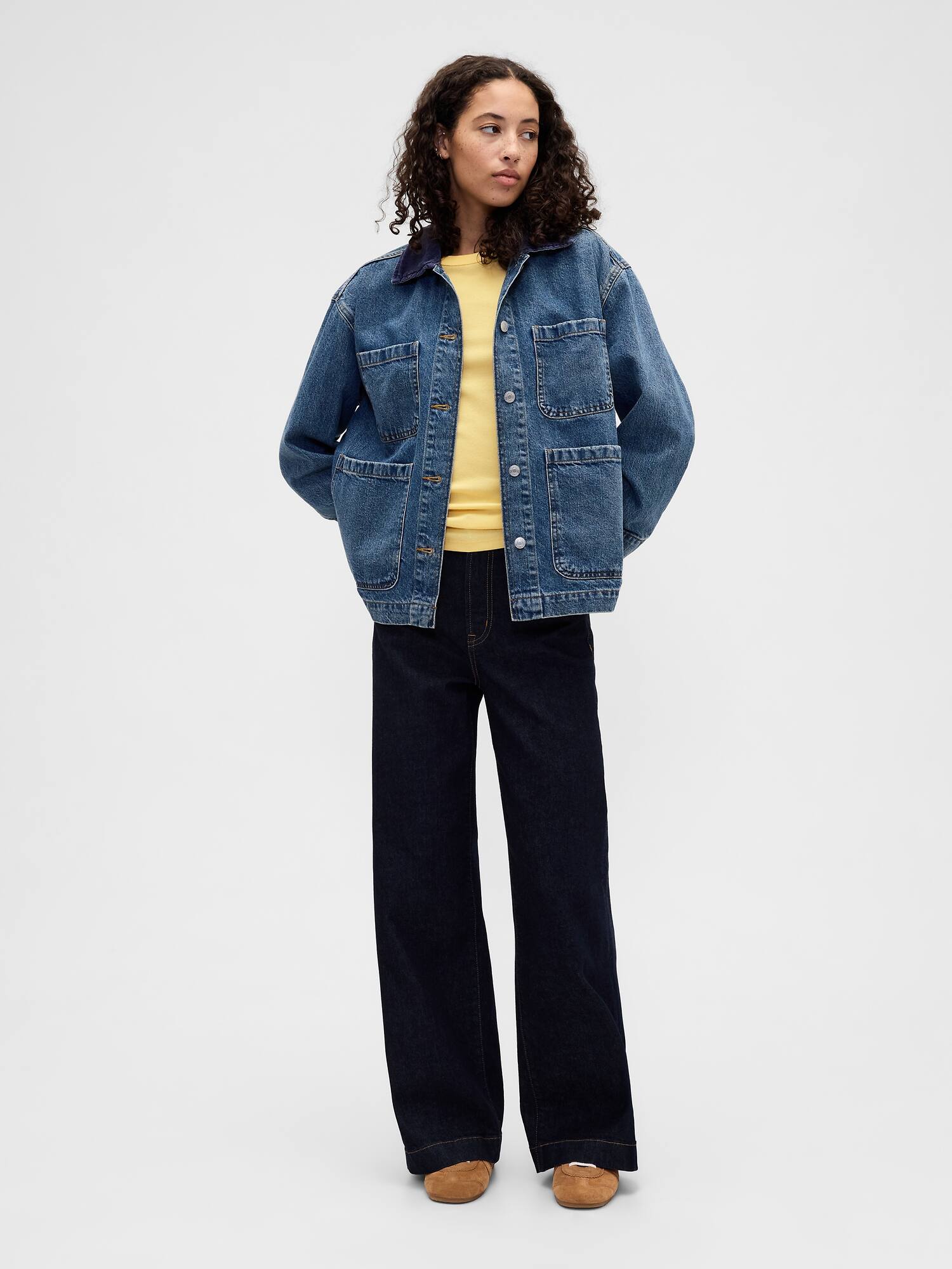Gap Factory Essential Ribbed Crewneck T-shirt In Yellow
